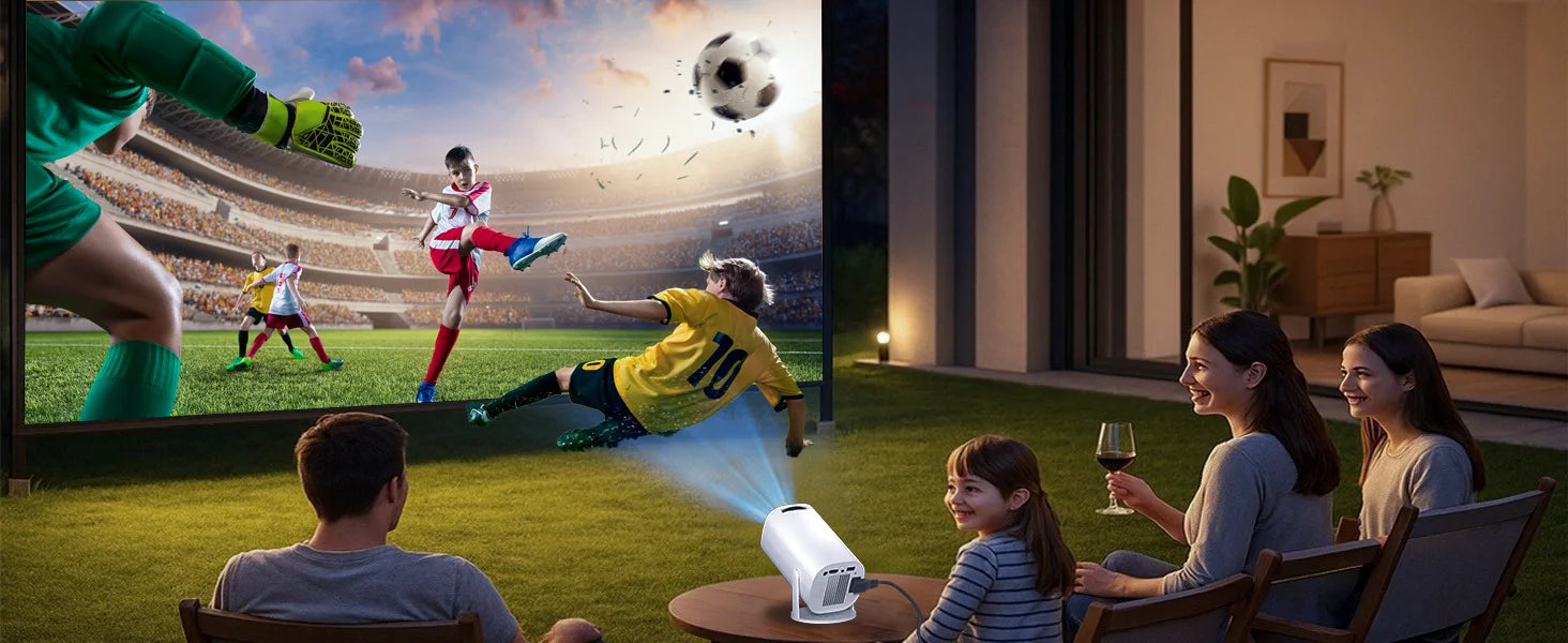 Mini Projector with WiFi &amp; Bluetooth, 4K Support, Android System, Portable for Home Theater, Business, Gaming