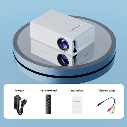 Portable Mini Projector 320x240P HD (Support 1080P Input), 20 ANSI Lumens, Manual Focus, HDMI USB AVome Family Theater Projector