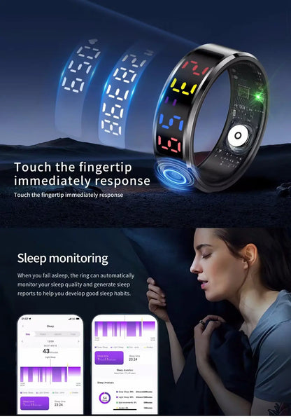 2026 Smart Ring with Display Screen And Touch, Health Manager, 5ATM Waterproof For Men Women Smart Rings R12