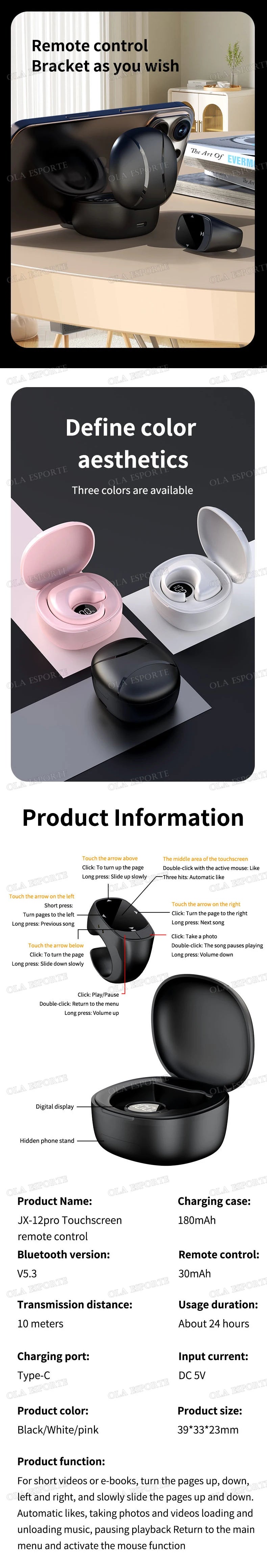 New Smart Ring Multi-Functional Rings Remote Control 5.3 BT Page Scrolling Video Flipping Auto-Like, Take Photos For Smartphones