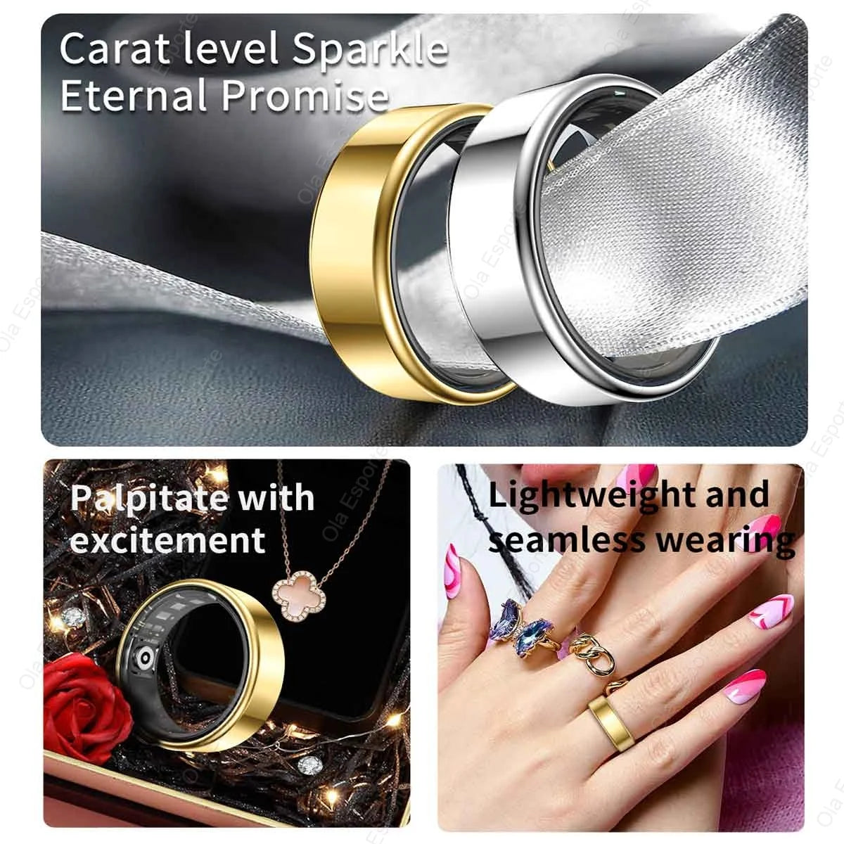 2026 New Smart Ring Men Women, Heart Rate Blood Oxygen and Sleep Monitor Smartring IP68 &amp; 5ATM Waterproof, Multi-sport Mode Ring