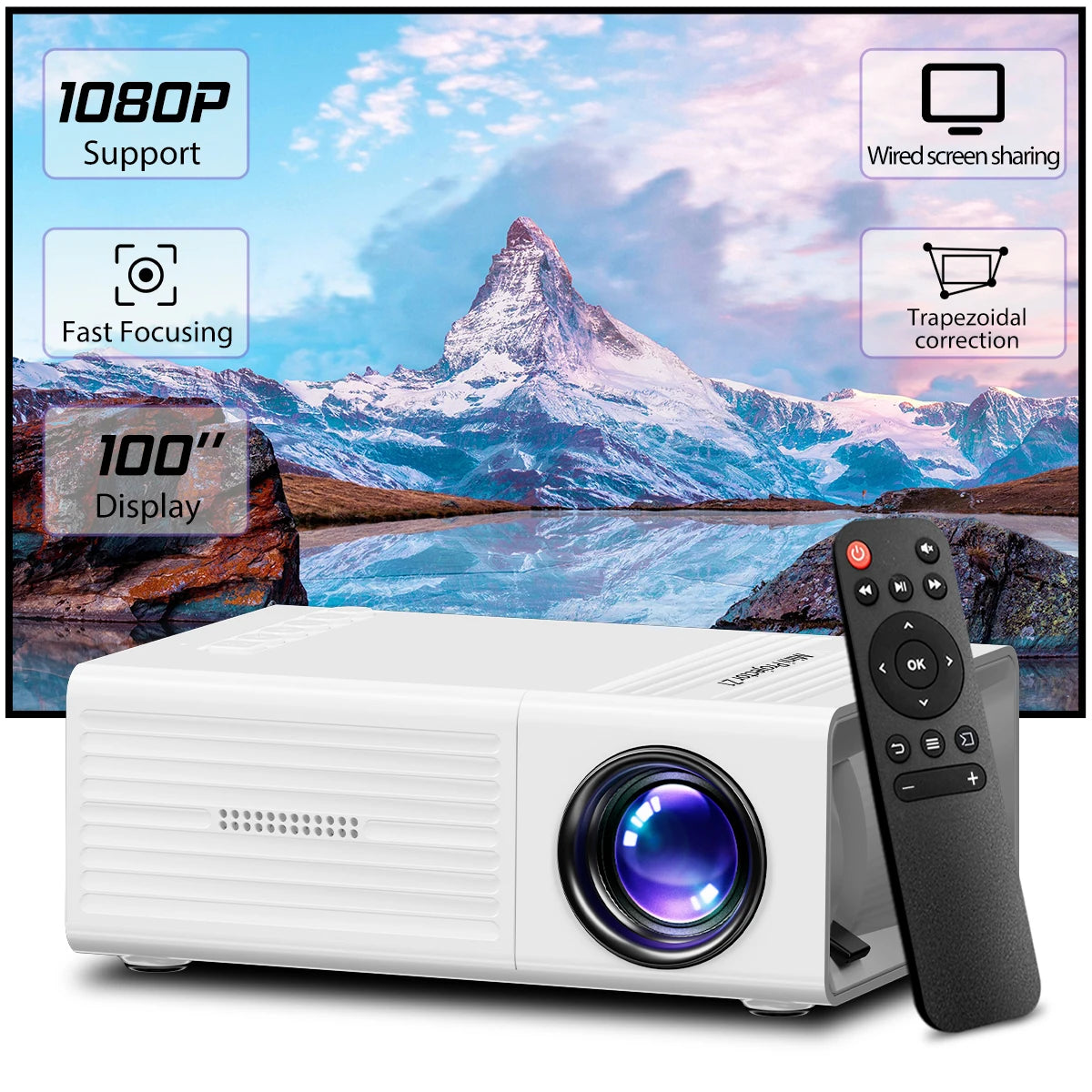 Portable Mini Projector 320x240P HD (Support 1080P Input), 20 ANSI Lumens, Manual Focus, HDMI USB AVome Family Theater Projector