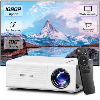 Portable Mini Projector 320x240P HD (Support 1080P Input), 20 ANSI Lumens, Manual Focus, HDMI USB AVome Family Theater Projector