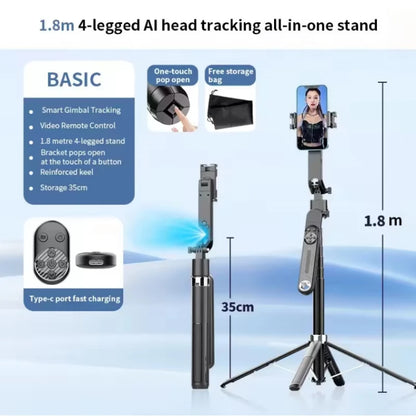 Smart AI Tracking Gimbal Facial Tracking Selfie Stick Bluetooth Selfie Camera Portable Travel Automatic Rotation Phone Holder