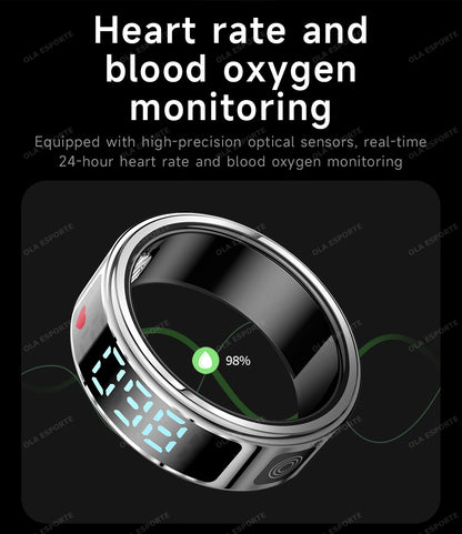 2025 Smart Ring with Display Screen and Touch, Wireless Charging, Health Manager, 5 ATM Waterproof For Men Women Rings R12 R11