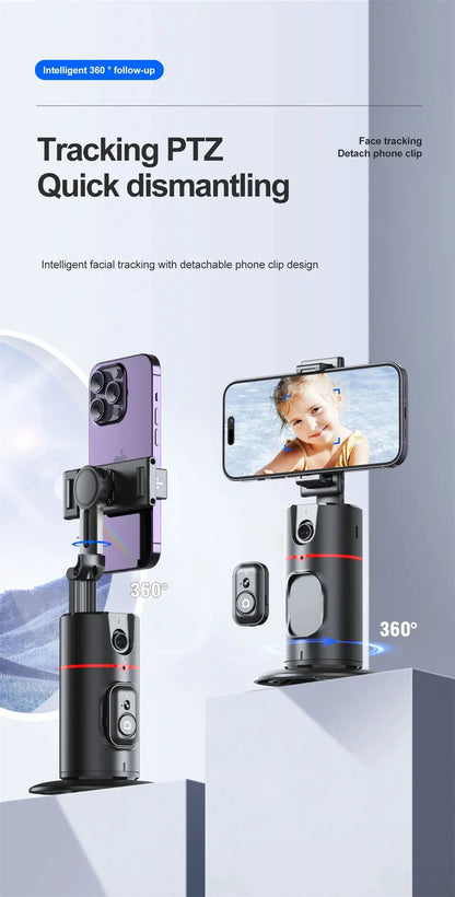 Auto Face Tracking Tripod 360°Rotation,No App, Gesture Recognition Phone Camera Mount Smart Shooting Phone Holder for Live Video