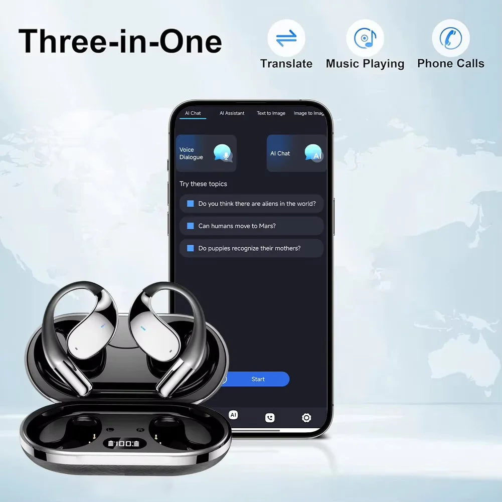 3-in-1 Smart AI Translation Earbuds 144 Languages Real-Time Simultaneous Translate HiFi Smart Headphones for Android iOS 2026