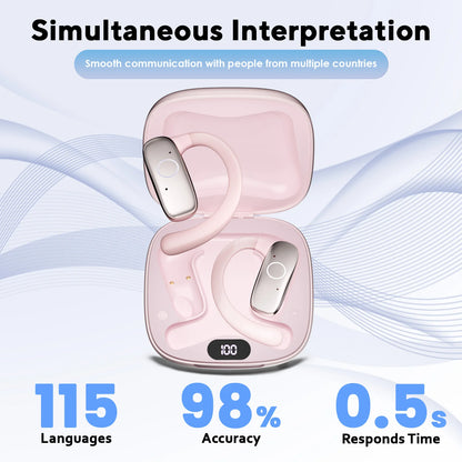 AI Smart Translation Headphones Sports Bluetooth Wireless Headset 114 Languages Real Time Translator Earbuds Free Lifetime APP