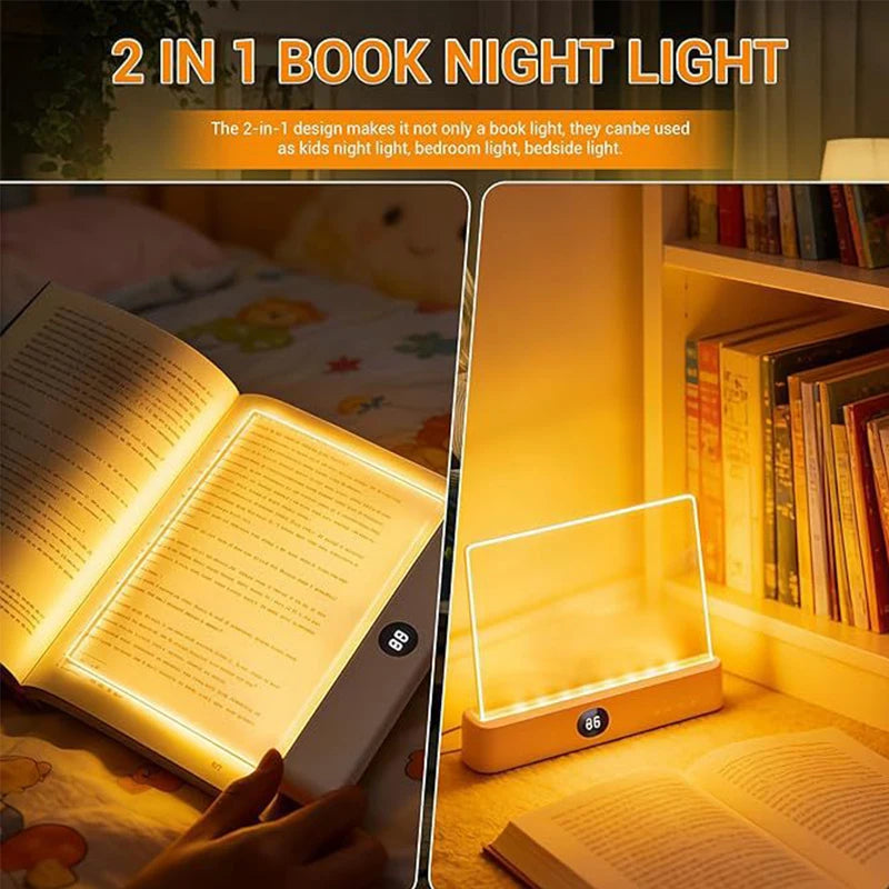 Smart Led Reading Light, Book Lights at Night, Rechargeable Clear Flat Reading Lights with 3 Colors &amp; Timer, Eye-Friendly Glow