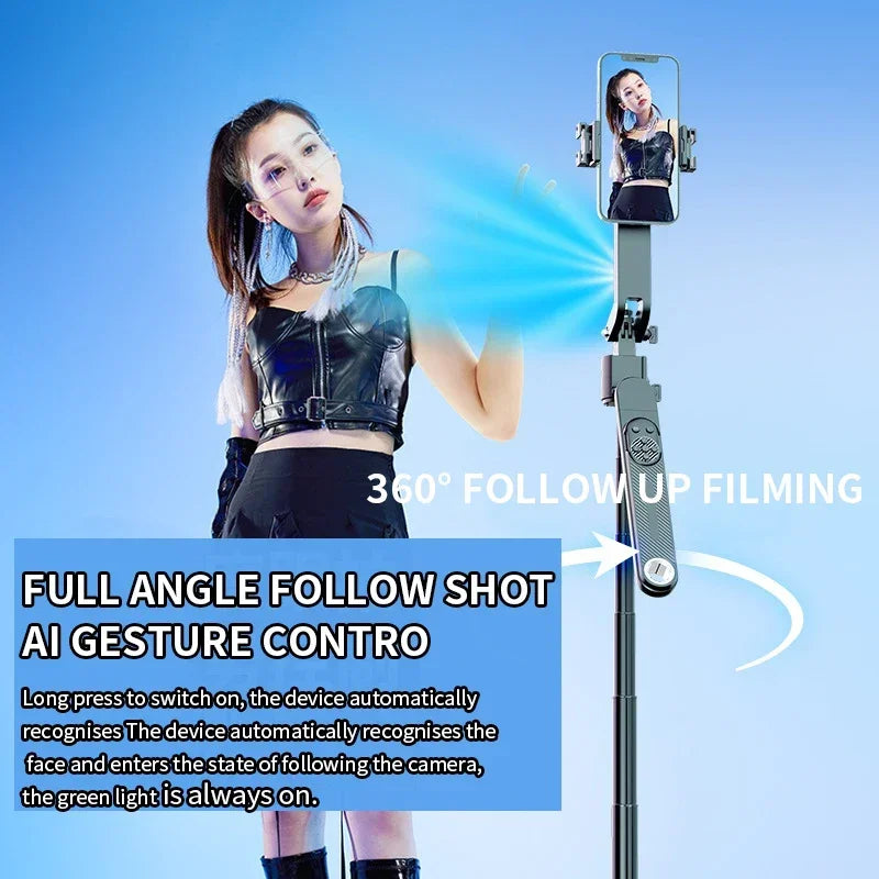 Smart AI Tracking Gimbal Facial Tracking Selfie Stick Bluetooth Selfie Camera Portable Travel Automatic Rotation Phone Holder