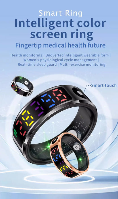 2026 Smart Ring with Display Screen And Touch, Health Manager, 5ATM Waterproof For Men Women Smart Rings R12