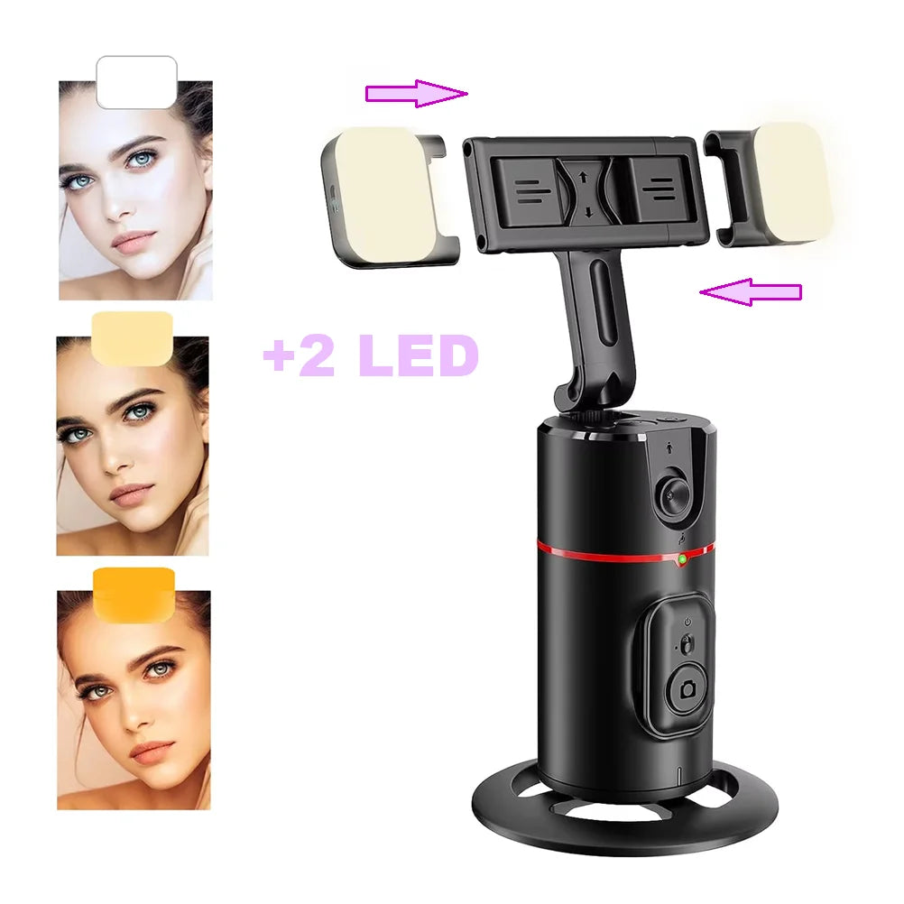 Auto Face Tracking Tripod 360°Rotation,No App, Gesture Recognition Phone Camera Mount Smart Shooting Phone Holder for Live Video