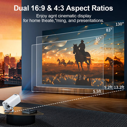 Mini Projector with WiFi &amp; Bluetooth, 4K Support, Android System, Portable for Home Theater, Business, Gaming