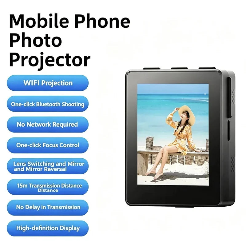 Mini Portable Smartphone Selfie Screen Display Projector  Screen Live Shooting Artifact Mobile Phone Same Screen Remote Control