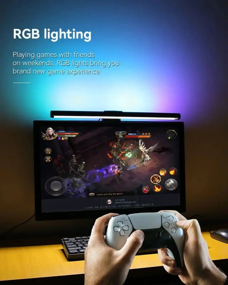 Smart Computer Monitor Light Bar with Backlight for Home Office, Eye-Caring USB LED Reading Lamp, Dimmable Screen Monitor Lamp