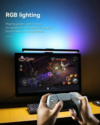 Smart Computer Monitor Light Bar with Backlight for Home Office, Eye-Caring USB LED Reading Lamp, Dimmable Screen Monitor Lamp