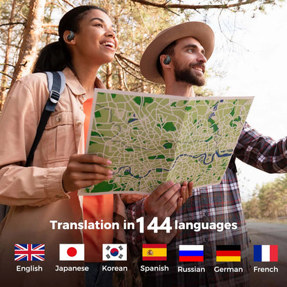 AI Translator Earbuds, Bluetooth Earphones, Languages Translation for Travel/Business/Learning, Real-Time 2-Way, iOS/Android