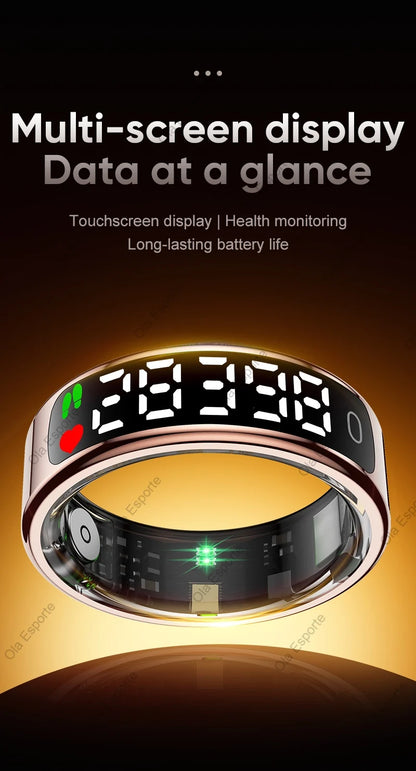 Smart Ring with Charging Case for Men Women, Display Screen, Health Monitor, 5ATM Waterproof,Multiple Sport Mode For Android IOS