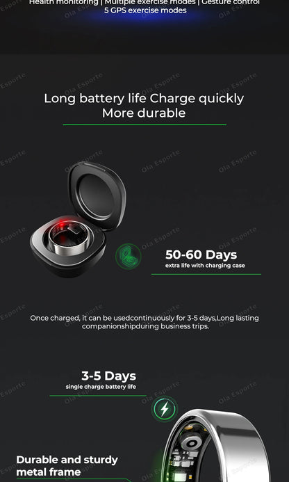 2025 Smart Ring Blood Pressure Heart Rate Sleep Monitoring Smartring IP68 &amp; 5ATM Waterproof Multi-sport Mode Smartring Man Women