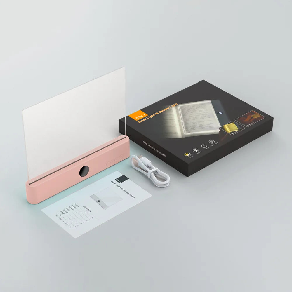 Smart Led Reading Light, Book Lights at Night, Rechargeable Clear Flat Reading Lights with 3 Colors &amp; Timer, Eye-Friendly Glow