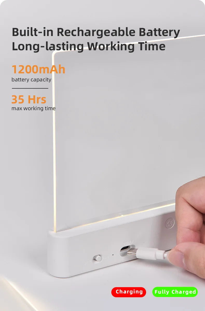 Smart Led Reading Light, Book Lights at Night, Rechargeable Clear Flat Reading Lights with 3 Colors &amp; Timer, Eye-Friendly Glow