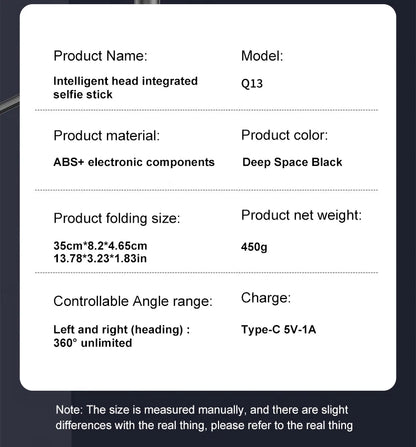 AI Face Tracking Tripod Intelligent Smart Selfie Stick Foldable Phone Holder Stabilizer Bluetooth Remote for iphone Android