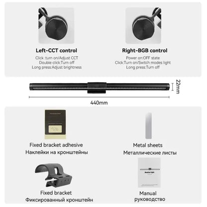 Smart Computer Monitor Light Bar with Backlight for Home Office, Eye-Caring USB LED Reading Lamp, Dimmable Screen Monitor Lamp