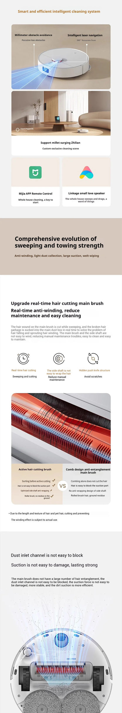 【Xiaomi】 Robot Vacuum H40, 10,000 Pa powerful Aspiration, ultra-accurate cleaning with navigation LDS, 2-en1: Vacuum and wash