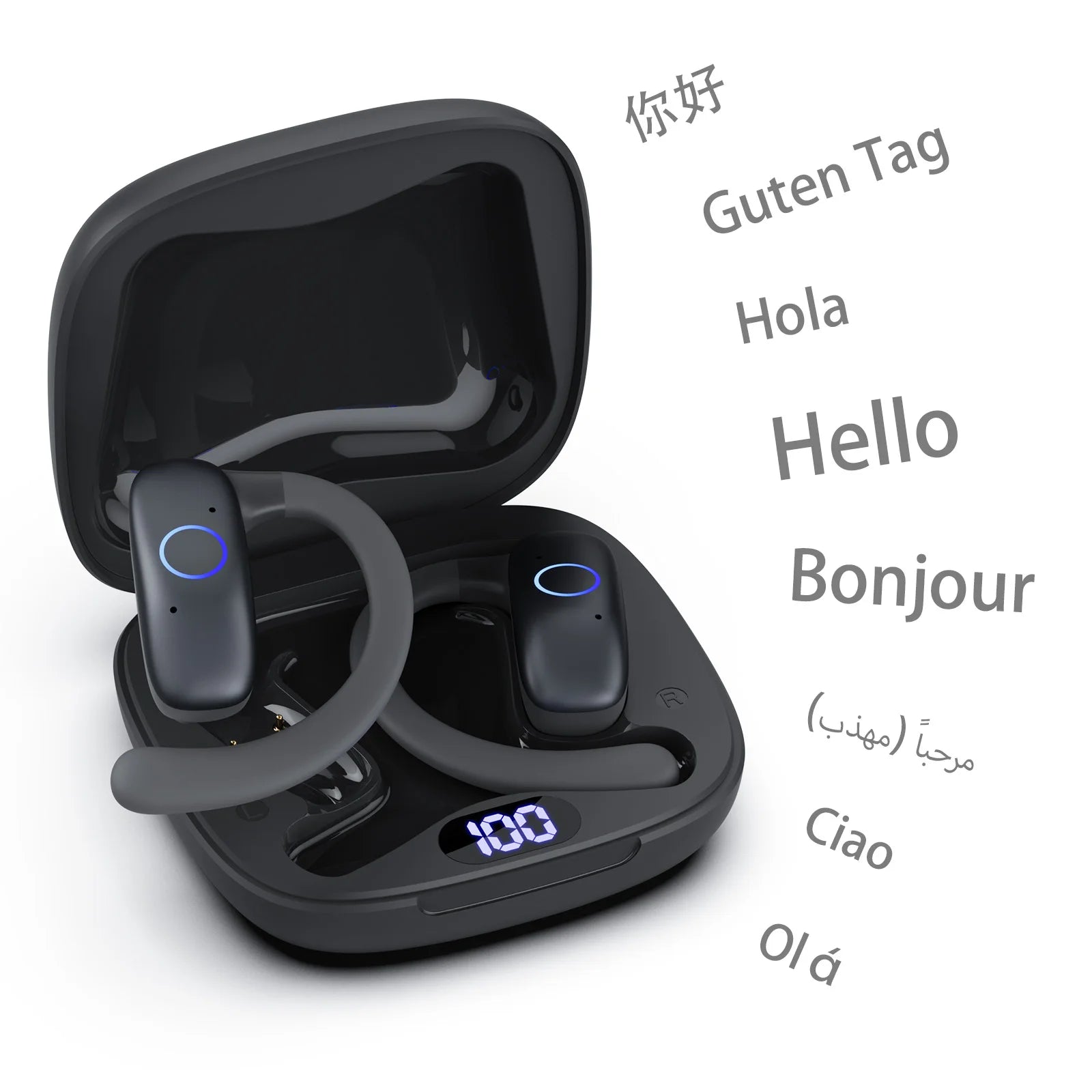 AI Smart Translation Headphones Sports Bluetooth Wireless Headset 114 Languages Real Time Translator Earbuds Free Lifetime APP