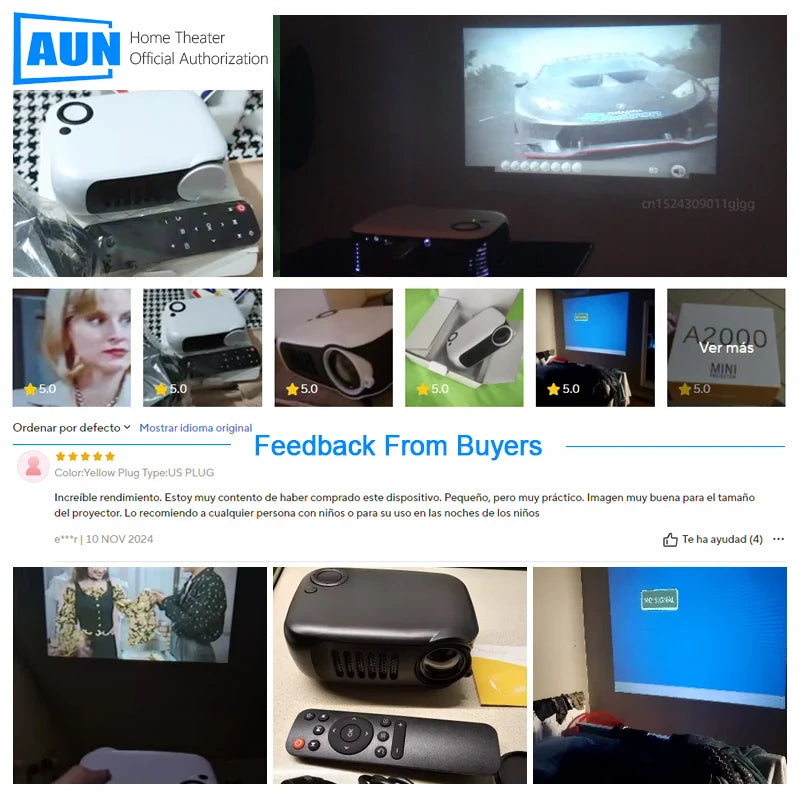 MINI Projector Portable 3D LED Video Projectors Home Cinema Theater Game Laser Beamer Smart TV BOX 1080P 4K Via HD Port A2000