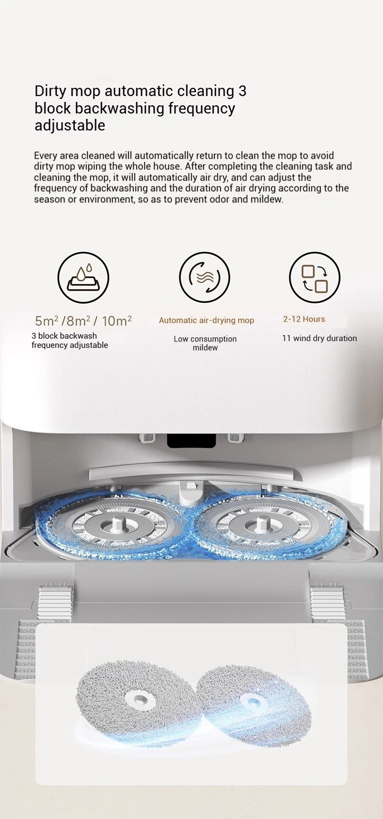 【Xiaomi】 Robot Vacuum H40, 10,000 Pa powerful Aspiration, ultra-accurate cleaning with navigation LDS, 2-en1: Vacuum and wash
