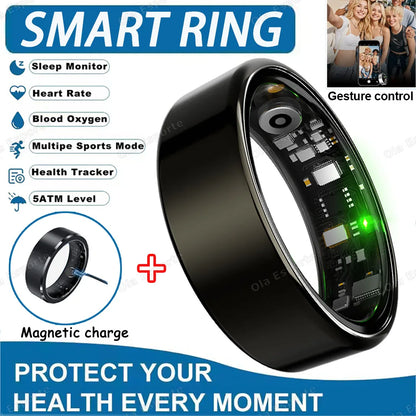 2025 Smart Ring Blood Pressure Heart Rate Sleep Monitoring Smartring IP68 &amp; 5ATM Waterproof Multi-sport Mode Smartring Man Women